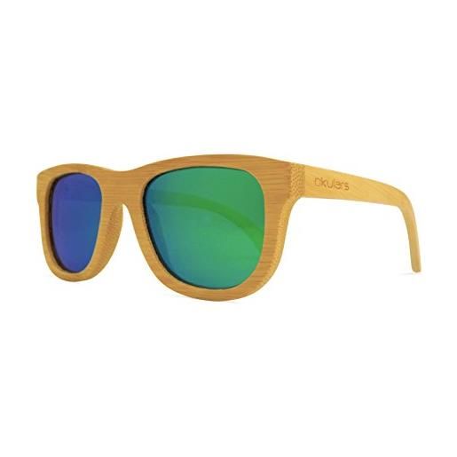Okulars® natural bamboo - occhiali da sole in legno di bambù naturale uomo e donna, fatti a mano - taglia unica - lenti polarizzate - protezione uv400 - cat. 3 (giallo)