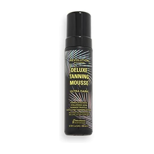 Makeup Revolution, deluxe tanning mousse, non sticky formula with hyaluronic acid, ultra dark, 200ml