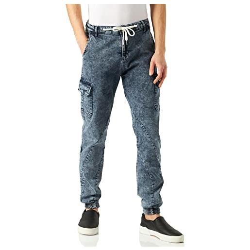 Urban Classics pantaloni da jogging cargo in denim, acido skyblue chiaro lavato, l uomo