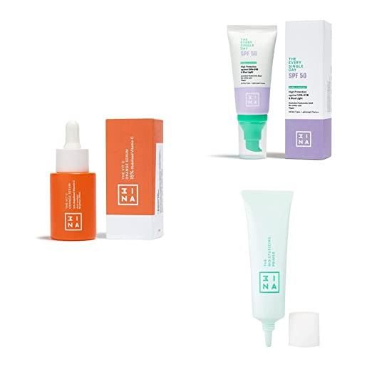 3ina makeup - vegan - the vit c orange serum + the every single day spf50 + the moisturizing primer - skincare set