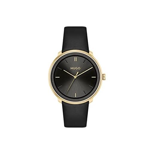 Hugo orologio analogico al quarzo unisex con set di cinturino intercambiabile dorato e nero - 1520026
