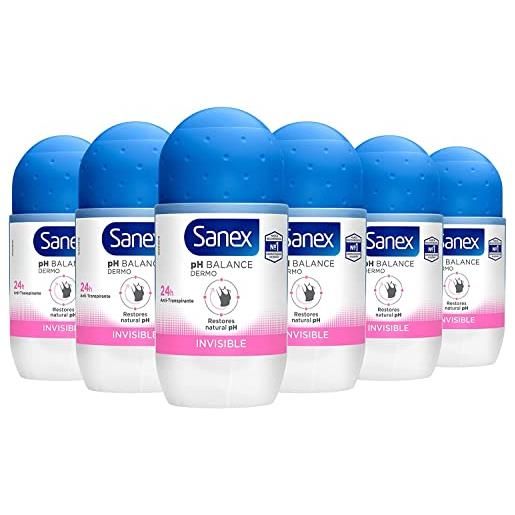 Sanex dermo deodorante invisibile roll-on donne per tutti i tipi di pelle 50 ml confezione da 6