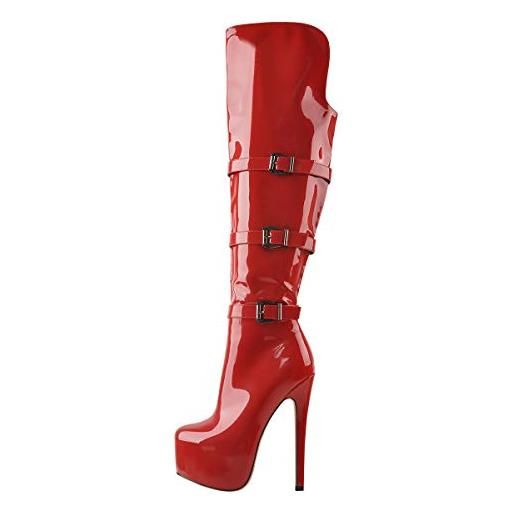 Only maker stivali da donna con tacco alto, colore: rosso, 42 eu