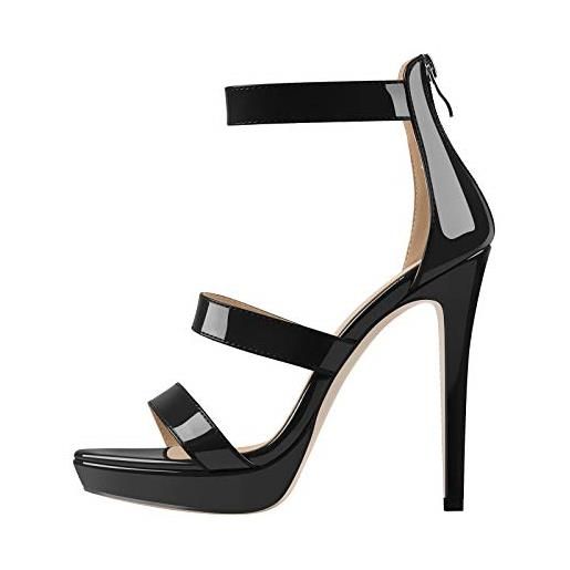 Only maker sandali da donna con tacco a spillo sexy, nero metallizzato. , 38 eu