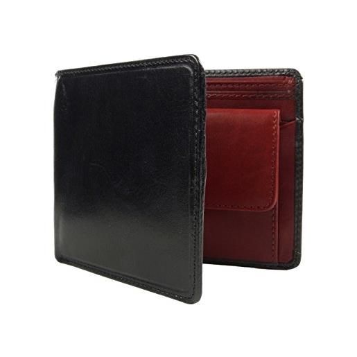 Visconti, portafoglio da uomo, qualità top, in pelle, collezione torino, in confezione regalo, alla moda nero black with red