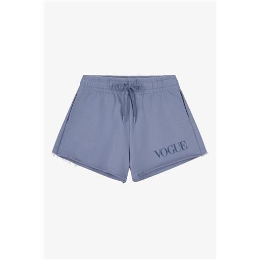 VOGUE Collection pantaloncini vogue dusty pastels blu denim con logo ricamato