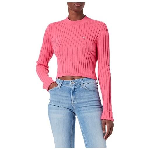 Tommy Jeans dw0dw13587 pullover, pink alert, xl donna