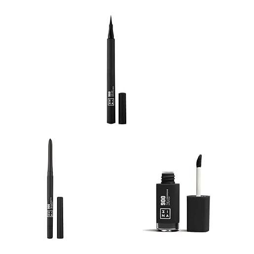 3ina makeup - vegan - the 24h pen eyeliner 900 + the automatic lip pencil 900 + the longwear lipstick 900 - eyeliner - matita labbra retrattile - rossetto - makeup set