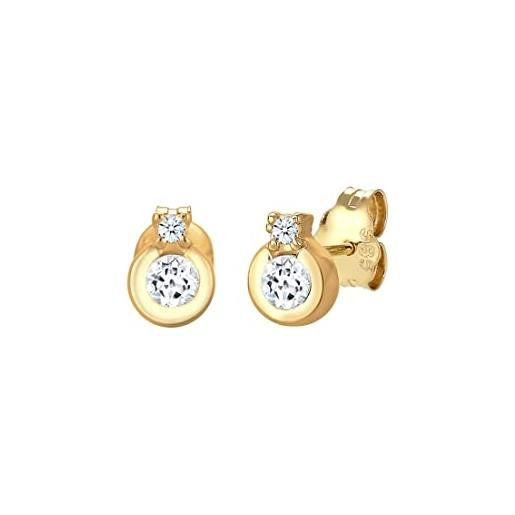 DIAMORE elli diamonds orecchini donne signore borchie classico cerchio topazio con diamante (0.03ct. ) in 585 oro giallo