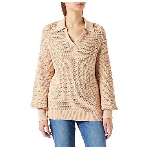 NA-KD v-neck oversized knitted sweater pullover, beige caldo, xx-small donna