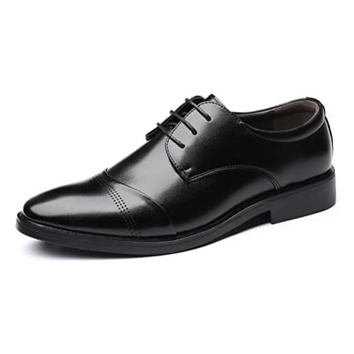 Bandkos derby - scarpe da uomo in pelle, stile classico, con lacci, in pelle liscia, per matrimonio, brogue, colore nero, marrone, taglia 38-47 eu, nero , 39 eu