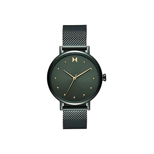 Mvmt orologio analogico al quarzo da donna con cinturino in maglia metallica in acciaio inossidabile verde - 28000215-d