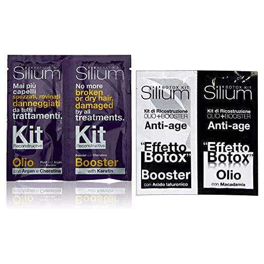 Silium cheratina & argan reconstructive bustina kit - 24 ml & acido ialuronico & macadamia anti-age bustina kit - 24 ml