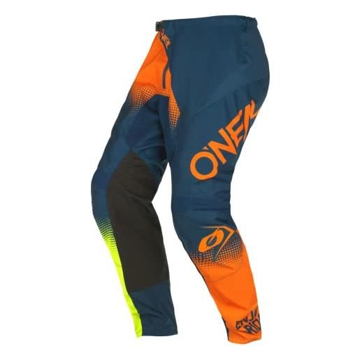 O'neal e021-036 pantaloni element racewear v. 22 per adulti/unisex, blu/arancione/giallo fluo, 36/52