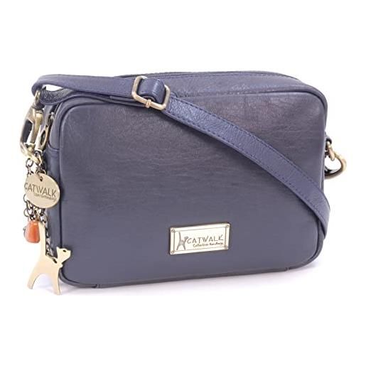 Catwalk Collection Handbags - vera pelle - piccolo borsa a tracolla/borse a mano/messenger/borsetta donna - polly - rosso
