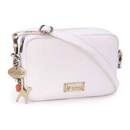 Catwalk Collection Handbags - vera pelle - piccolo borsa a tracolla/borse a mano/messenger/borsetta donna - polly - grigio