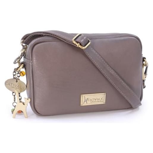 Catwalk Collection Handbags - vera pelle - piccolo borsa a tracolla/borse a mano/messenger/borsetta donna - polly - bianco