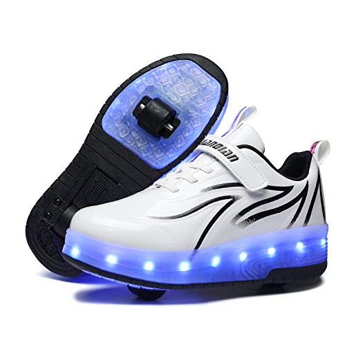 Rolltongoz scarpe con rotelle da bambina scarpe con luci ragazza scarpe da led ruota skateboard sneaker sportive con rotelle automatiche ruota multisports skateboard sneaker con ruote per bambini. 