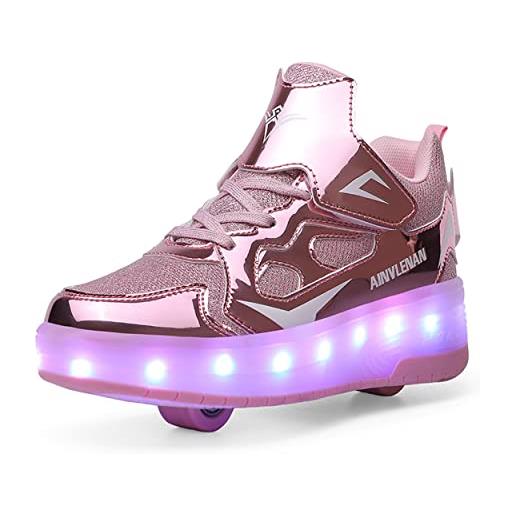 Rolltongoz scarpe con rotelle da bambina scarpe con luci ragazza scarpe da led ruota skateboard sneaker sportive con rotelle automatiche ruota multisports skateboard sneaker con ruote per bambini. 