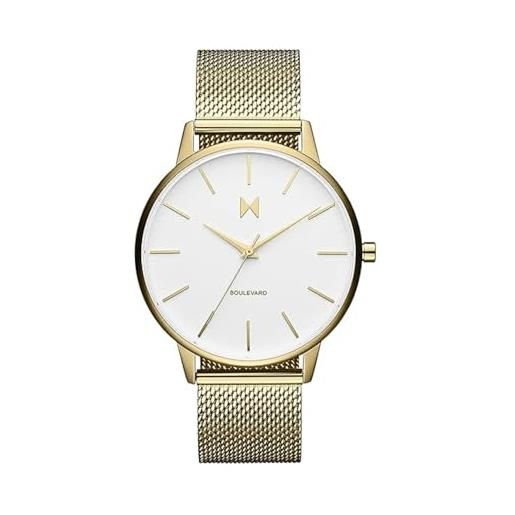 MVMT orologio analogico al quarzo da donna collezione boulevard con cinturino in pelle o in acciaio inossidabile bianco/oro 1 (white/gold)