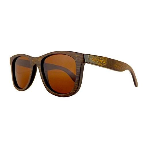 Okulars® dark bamboo - occhiali da sole in legno di bambù naturale uomo e donna, fatti a mano - taglia unica - lenti polarizzate - protezione uv400 - cat. 3 (gold)