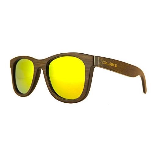 Okulars® dark bamboo - occhiali da sole in legno di bambù naturale uomo e donna, fatti a mano - taglia unica - lenti polarizzate - protezione uv400 - cat. 3 (rosso)