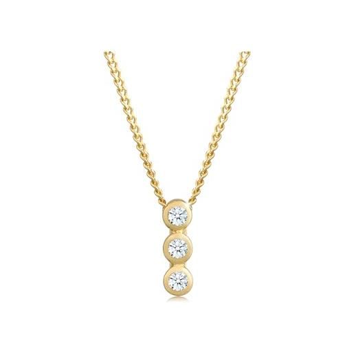 DIAMORE elli diamonds collana donne signore cerchio geo trio con diamante (0,045 ct. ) in oro giallo 585