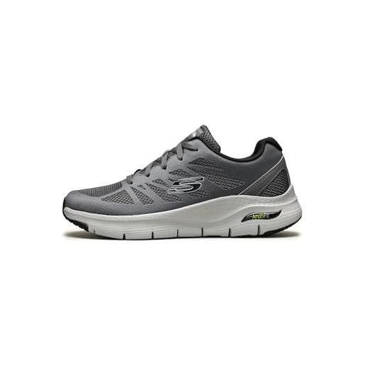 Skechers arch fit charge back, sneaker uomo, grigio charcoal textile synthetic black trim ccbk, 41 eu