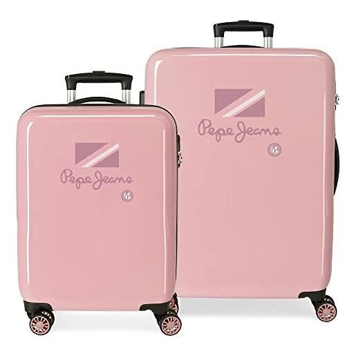 Pepe Jeans enso Pepe Jeans holi set di valigie rosa 55/68 cm rigida abs chiusura a combinazione laterale 104 l 6 kg 4 ruote doppie