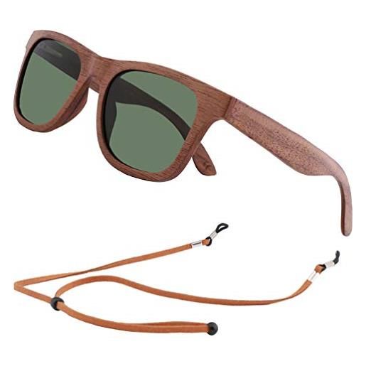 An Swallow occhiali da sole in legno polarizzate, vintage occhiali da sole da uomo donna polarizzati protezione uv400 (lente nera)