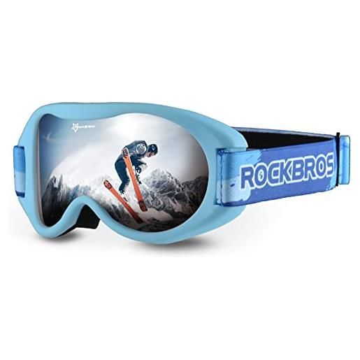ROCKBROS maschera da sci per bambini, occhiali per sciare con pc lenti bimbi, ski goggles per sci snowboard, anti-uv antiappannamento leggero, bambini bambine