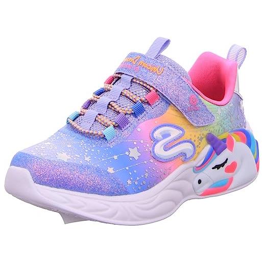 Skechers s-lights: unicorn dreams, sneakers bambine e ragazze, bordo multiplo in tessuto blu, 36 eu