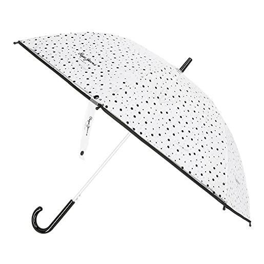 Pepe Jeans valeria ombrello nero poliestere con bastone in alluminio, nero, ombrello