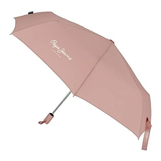 Pepe Jeans macy ombrello pieghevole rosa poliestere con bastone in alluminio, rosa, ombrello