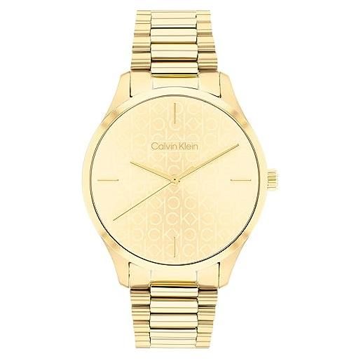 Calvin Klein orologio analogico al quarzo unisex con cinturino in acciaio inossidabile dorato - 25200221