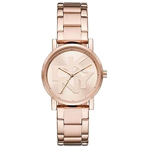 DKNY orologio soho da donna, movimento a tre lancette, cassa in lega oro rosa 34 mm con bracciale in acciaio, ny2958