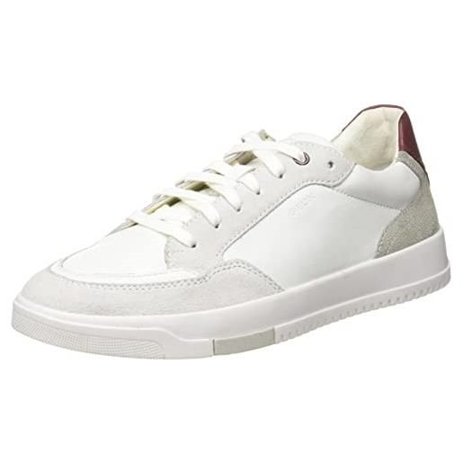 Geox u segnale d, sneakers uomo, bianco/rosso (white/dk red), 42 eu
