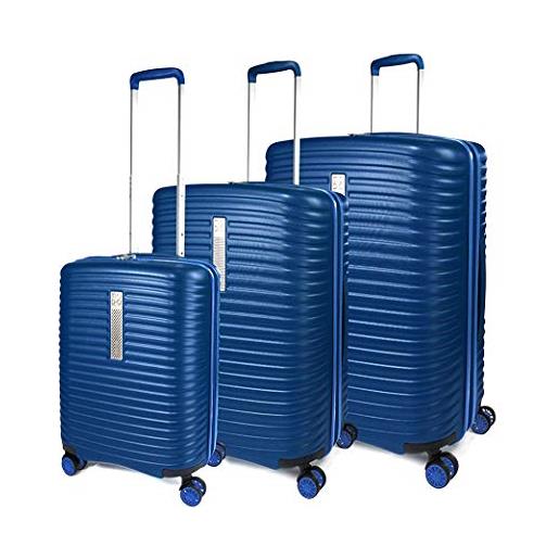 Roncato set 3 trolley g+m+c 4 w vega valigia, 78 cm, 123 liters, blu (azul)