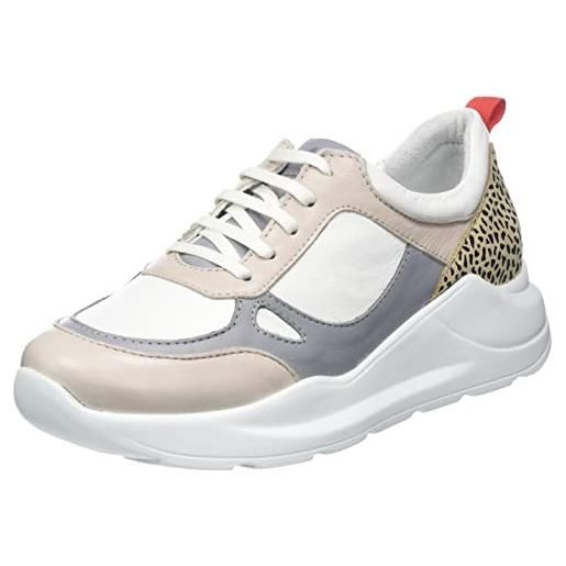 Andrea Conti 0063634, scarpe da ginnastica donna, bianco tortora argento leopardo, 39 eu