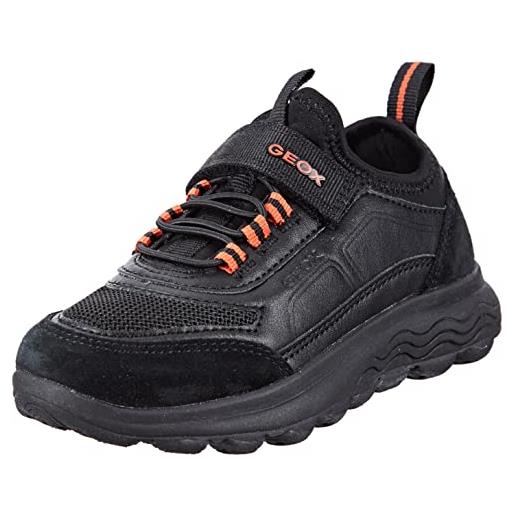 Geox j spherica boy d, sneakers bambini e ragazzi, nero/arancione (black/orange), 35 eu