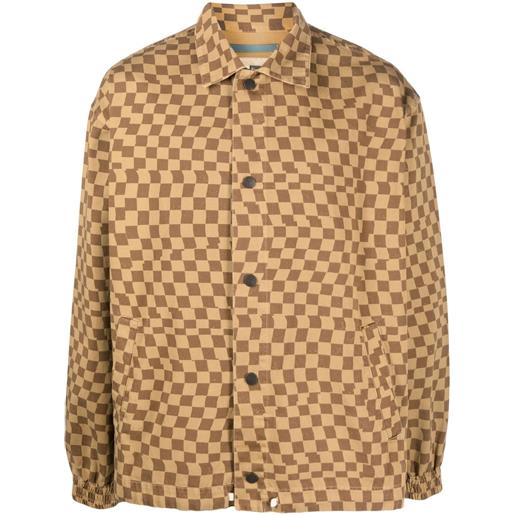 Incotex giacca-camicia con stampa grafica - marrone