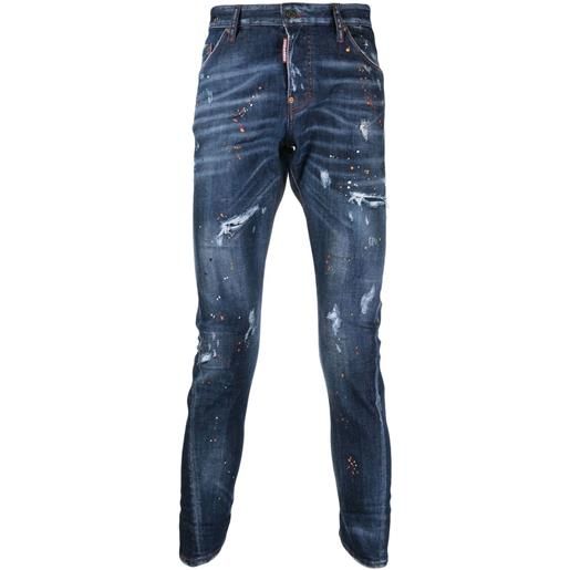 Dsquared2 jeans skinny effetto vernice - blu