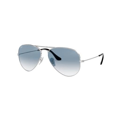 Ray-Ban rb3025 aviator occhiali da sole unisex adulto, argento (silber 003/3f), 62 mm