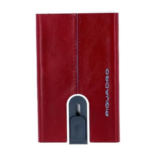 PIQUADRO porta carte di credito pelle, meccanismo in metallo, accessori da viaggio-portafogli unisex-adulto, rosso, talla única