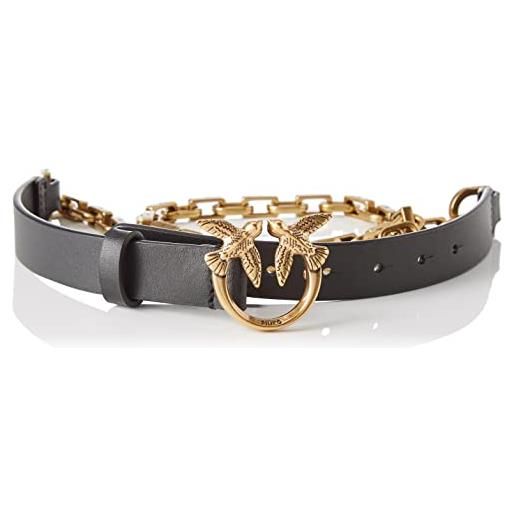 Pinko love day chain simply h2 belt, cintura donna, z99q_nero-antique gold, m