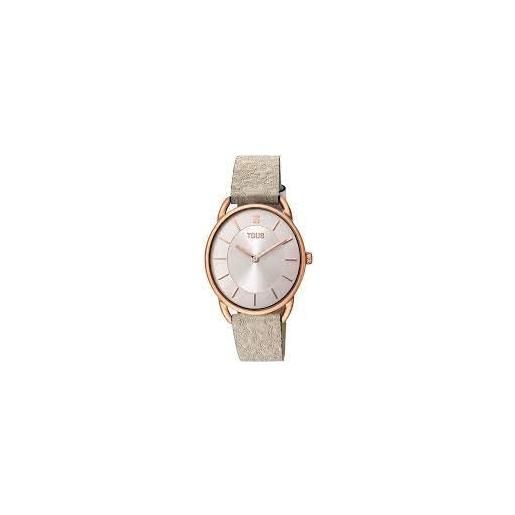 Genérico orologio tous quadrante ovale acciaio rosa cinturino beige 200351020, acciaio