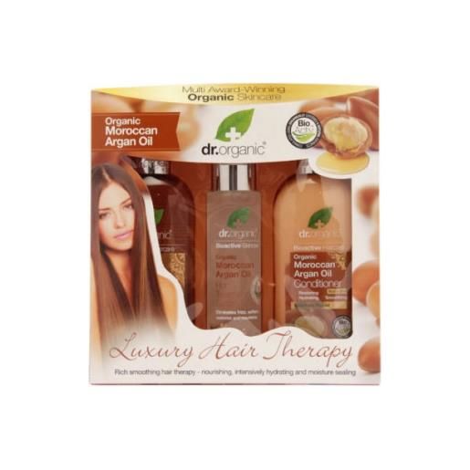 Dr organic argan lux hair therapy gift pack: dr organic argan shampoo 250ml + organic argan conditioner balsamo 265 ml +organic