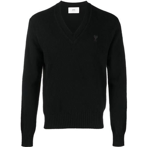 AMI Paris maglione con scollo a v - nero