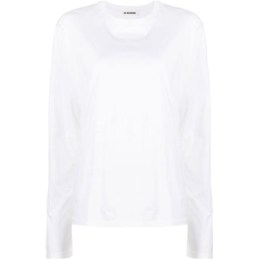 Jil Sander t-shirt girocollo a maniche lunghe - bianco