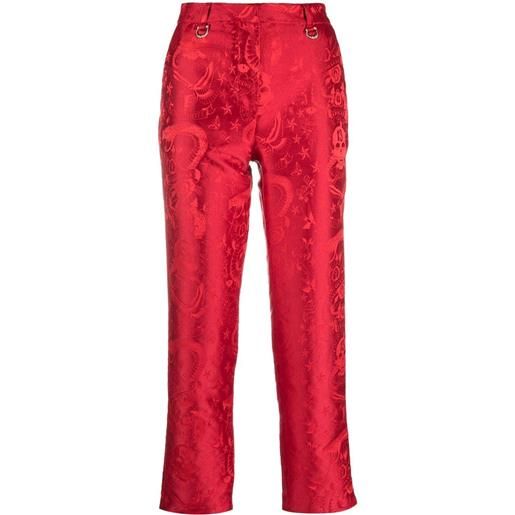 John Richmond pantaloni crop con motivo jacquard - rosso